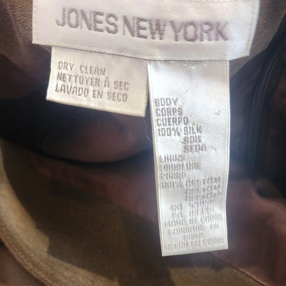 Jones New York Womens 100 Silk Khaki Green Pencil Skirt Midi Knee Zip Back - Picture 6 of 8